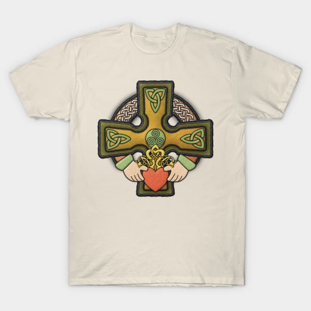 Claddagh Celtic Cross T-Shirt by jephwho